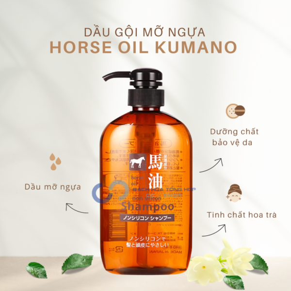 Dầu Gội Mỡ Ngựa Horse Oil Kumano Shampoo (600ml) - Nhật Bản - Chai