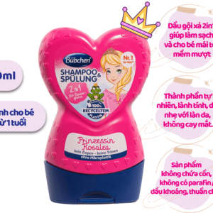 Dầu Gội Xả Bubchen 2in1 Shampoo & Spulung Prinzessin Rosalea cho bé gái 230 ml – Đức