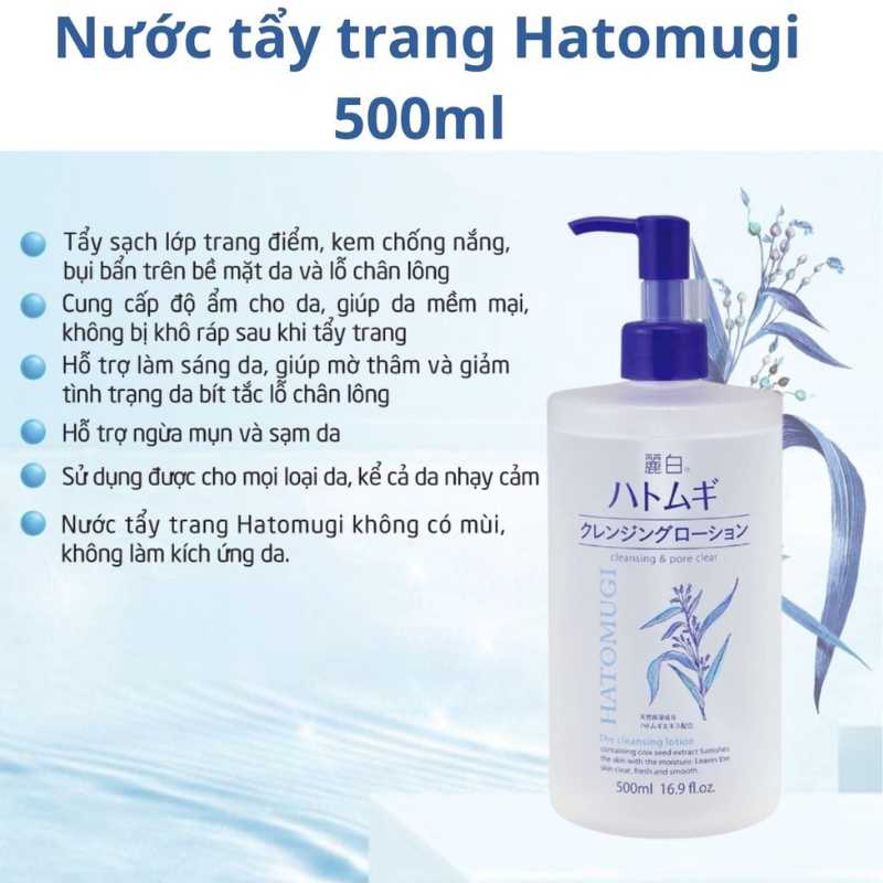Nước tẩy trang Hatomugi Cleansing & Pore Clear chai 500ml - Chai
