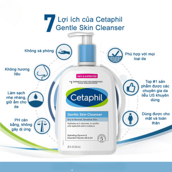 Chai Sữa Rửa Mặt Cetaphil Gentle Skin Cleanser (591ml) – Mỹ – Chai