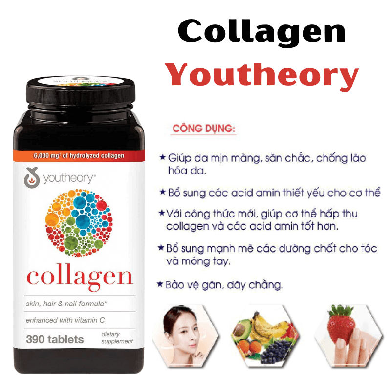 Viên Uống Bổ Sung Collagen Youtheory 390v Mỹ