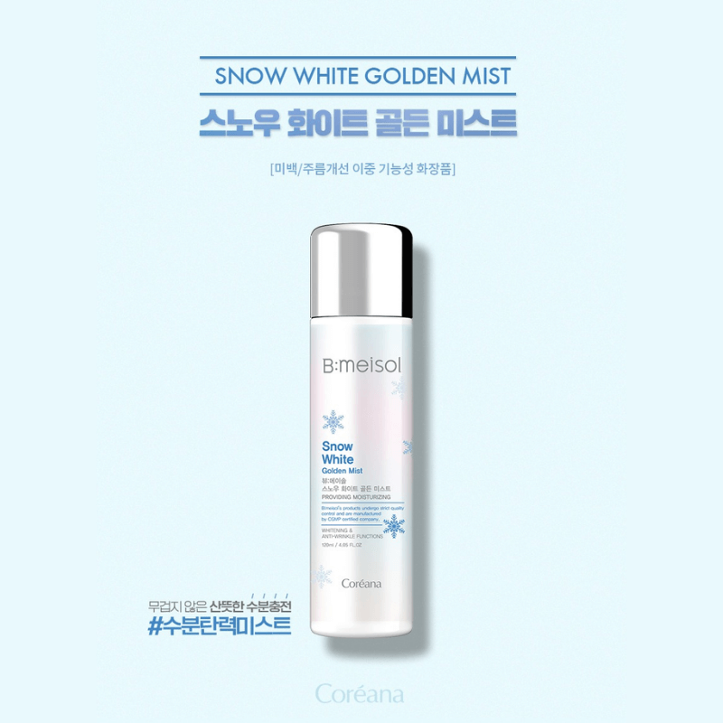 Xịt khoáng dưỡng trắng, dưỡng ẩm Bmeisol Snow White Golden Mist (120ml)